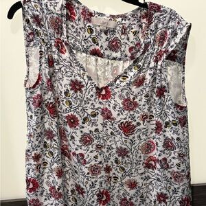 LOFT Floral Sleeveless Cut Out Blouse